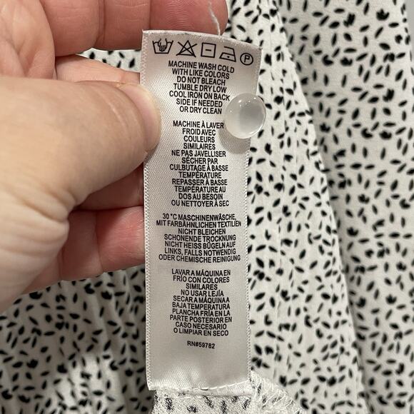 Adrianna Pappell Dotted Pleated Blouse Top Size Large White Office Career - Picture 5 of 6